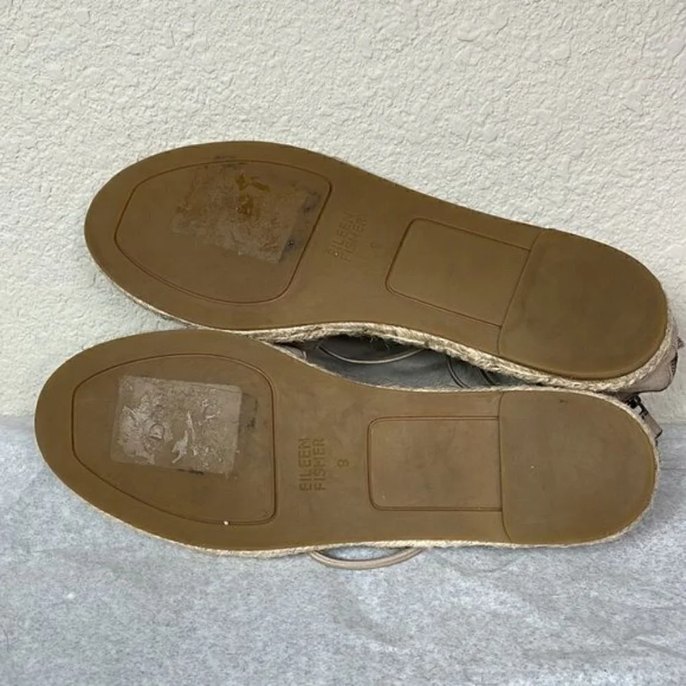 Eileen Fisher Lace Up Espadrille Sandals Lee Beige Tan Suede DIY Needs Repair 9